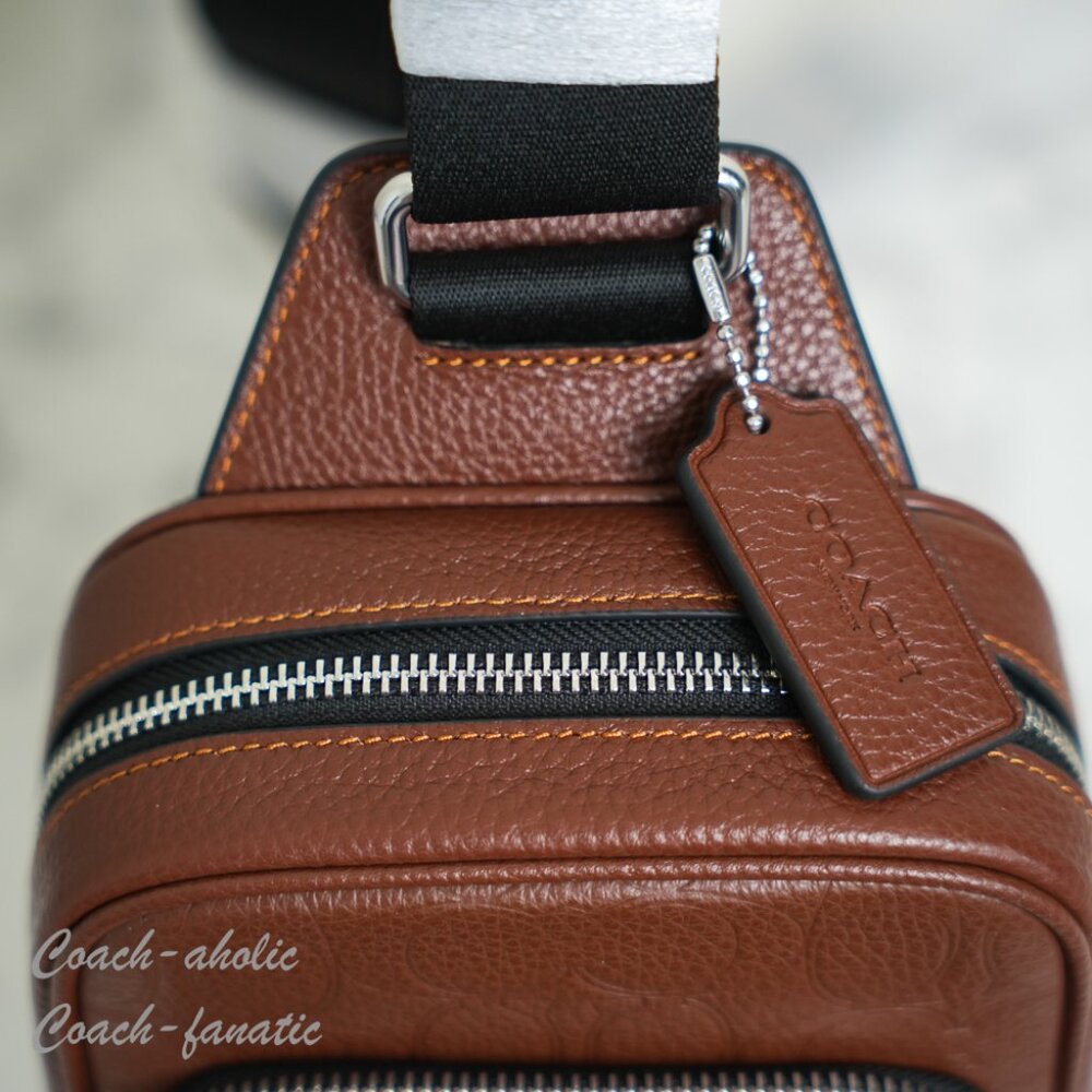 Coach CDC45 Racer Sling Pack In Signature Leather Vintage Brown NWT - Picture 4 of 14